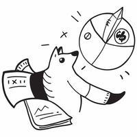 Clean Silhouette of a fox and a budget pie chart symbolizing financial planning in double exposure with copy space concept as A silhouette of a fox intertwined with a budget pie chart r vector