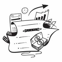 Clean Silhouette of a freight ship and a budget ledger symbolizing supply chain budgeting in double exposure with copy space concept as A silhouette of a freight ship intertwined with a vector