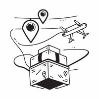Clean Silhouette of a drone and a warehouse map symbolizing automated inventory checks in double exposure with copy space concept as A silhouette of a drone intertwined with a warehouse Set 2 vector