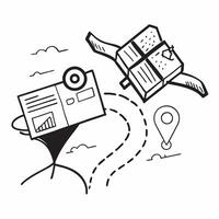 Clean Silhouette of a drone and a warehouse map symbolizing automated inventory checks in double exposure with copy space concept as A silhouette of a drone intertwined with a warehouse vector