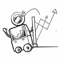 Clean Silhouette of a forklift and a profit chart symbolizing logistics finance in double exposure with copy space concept as A silhouette of a forklift intertwined with a profit chart vector