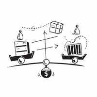 Clean Silhouette of a cargo train and a balance sheet symbolizing freight finance in double exposure with copy space concept as A silhouette of a cargo train intertwined with a balance vector