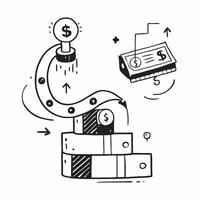 Clean Silhouette of a conveyor belt and a cost analysis chart symbolizing cost efficient automation in double exposure with copy space concept as A silhouette of a conveyor belt intertw vector