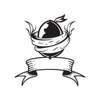 Clean Silhouette of a bird and a nest egg symbolizing nest egg savings in double exposure with copy space concept as A silhouette of a bird intertwined with a nest egg representing nest vector