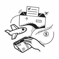 Clean Silhouette of a cargo plane and a budget report symbolizing air freight cost management in double exposure with copy space concept as A silhouette of a cargo plane intertwined wit vector