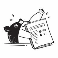 Clean Silhouette of a bear and a savings account ledger symbolizing organized savings in double exposure with copy space concept as A silhouette of a bear intertwined with a savings acc vector