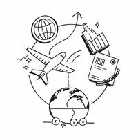 Clean Silhouette of a cargo plane and a profitability graph symbolizing air logistics profitability in double exposure with copy space concept as A silhouette of a cargo plane intertwin vector