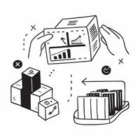 Clean Shipping containers and a financial dashboard symbolizing supply chain analysis in double exposure with copy space concept as Shipping containers blended with a financial dashboar vector