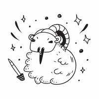Clean Sheep and Starry Sky concept as Sheep with a starry sky and ample copy space symbolizing the celestial and sacrificial themes of Eid Al Adha in Photo Stock Concept vector