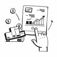Clean Shipping dock and a profit analysis chart symbolizing profit analysis in distribution in double exposure with copy space concept as A shipping dock blended with a profit analysis vector