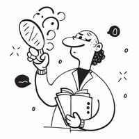 Clean Scientist with a DNA model and a research journal symbolizing dreams of scientific discovery with space for text concept as A scientist holding a DNA model and a research journal vector