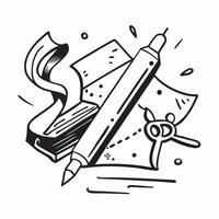 Clean Scissors and glue stick with copy space for arts and crafts presentations concept as An artistic rendering of scissors and a glue stick with generous copy space suitable for showca vector