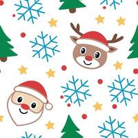 Clean Santa Claus and reindeer seamless tile pattern with joyful winter motifs and bright colors concept as Santa Claus and reindeer bring joy with bright colors in a seamless tile patte vector