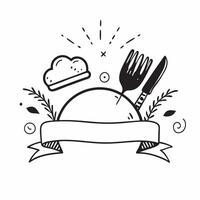 Clean Salad and fork symbol with copy space for website banners concept as A sleek salad and fork symbol with generous copy space suitable for creating eye catching website banners and h vector