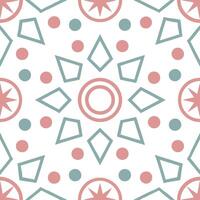 Clean Retro geometric seamless tile pattern pastel colors on white background ideal for soft interiors concept as Designing seamless tile with retro geometric patterns in pastel colors o vector