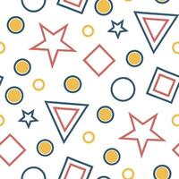 Clean Retro geometric seamless tile pattern complementary colors on white background perfect for vibrant spaces concept as Creating seamless tile with retro geometric patterns in complem Set 4 vector