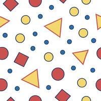 Clean Retro geometric seamless tile pattern bright primary colors on white background ideal for playful designs concept as Creating seamless tile with retro geometric patterns in bright vector