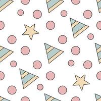 Clean Retro geometric seamless tile pattern complementary colors on white background perfect for vibrant spaces concept as Creating seamless tile with retro geometric patterns in complem vector