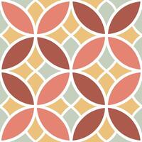 Clean Retro circles seamless pattern with overlapping geometric shapes in vibrant 70s color palette concept as Design a seamless pattern featuring overlapping retro circles in vibrant 70 vector