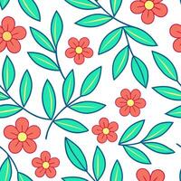 Clean Retro botanical seamless pattern with bold colors for lively interiors concept as Vibrant botanical elements in a retro seamless pattern bringing energy and life to interiors in P vector