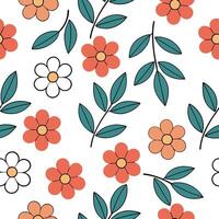 Clean Retro floral seamless pattern with asymmetric design for eclectic spaces concept as Eclectic retro floral elements arranged in an asymmetric seamless pattern for unique interior sp vector