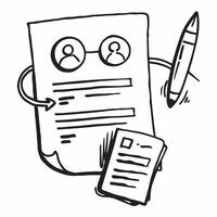 Clean Resume and magnifying glass icon with copy space on a white background concept as A illustration of a resume and magnifying glass icon with ample copy space on a white backg vector