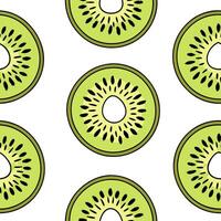 Clean Refreshing kiwi fruit seamless tile pattern with bright green flesh and tiny black seeds concept as Kiwi fruits with bright green flesh and tiny black seeds create a refreshing sea vector