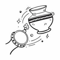 Clean Rakhi and Traditional Pot concept as Rakhi bracelet with a traditional pot and ample copy space symbolizing the cultural and auspicious elements of Raksha Bandhan in Photo Stock C vector