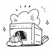 Clean Rabbit Hutch and Lettuce concept as Rabbit hutch with lettuce and ample copy space representing the dietary habits and shelter of pet rabbits in Photo Stock Concept vector
