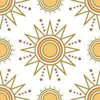 Clean Radiant summer sun seamless tile pattern with golden rays and sunset hues for peaceful sunlit spaces concept as Golden rays and sunset hues arranged seamlessly to bring a peaceful vector