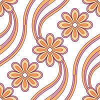 Clean Psychedelic retro seamless tile pattern with swirling vibrant colors and trippy vintage illustrations concept as Trippy swirling colors and abstract vintage graphics create seamles vector