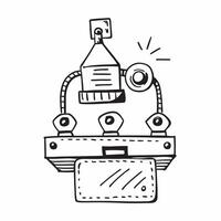 Clean Production line icon with copy space on white background concept as A illustration of a production line icon with ample copy space on a white background perfect for manufact vector