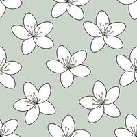 Clean Pretty jasmine seamless tile pattern with delicate white petals and fragrant blossoms concept as Delicate jasmine blossoms with white petals create a soft fragrant seamless tile pa vector