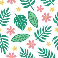 Clean Playful summer leaves seamless pattern with colorful tropical leaves and flowers for vibrant spaces concept as Colorful tropical leaves and flowers arranged seamlessly for a playfu vector