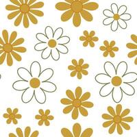 Clean Playful spring flower seamless pattern with daisies and buttercups for cheerful living rooms concept as Daisies and buttercups arranged in a playful seamless tile pattern to create vector