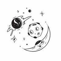 Clean Planets and Asteroids concept as Planets with asteroids and ample copy space symbolizing the dynamic and varied nature of our solar system in Photo Stock Concept vector
