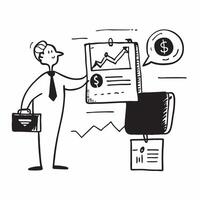Clean Persona with a stock chart and a briefcase symbolizing business investment in double exposure with copy space concept as A persona blended with a stock chart and a briefcase repre vector
