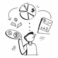 Clean Persona with a pie chart and a banknote symbolizing financial distribution in double exposure with copy space concept as A persona blended with a pie chart and a banknote represen vector