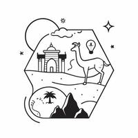 Clean Petra and Camel concept as Petra with a camel and ample copy space symbolizing the ancient wonders and desert life of Jordan in Photo Stock Concept vector