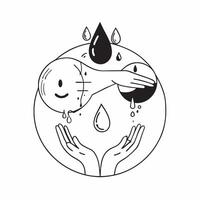 Clean Person and water droplet symbolizing water conservation and purity in double exposure with copy space concept as A person merged with a water droplet representing the importance o vector
