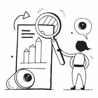 Clean Persona with a bar graph and a magnifying glass symbolizing financial scrutiny in double exposure with copy space concept as A persona blended with a bar graph and a magnifying gl vector