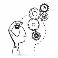 Clean Person and gears symbolizing technology and progress in double exposure with copy space concept as A person blended with gears representing the fusion of human ingenuity and techn vector