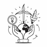 Clean Person and a wind turbine symbolizing renewable energy innovation in double exposure with copy space concept as A person intertwined with a wind turbine representing innovation in vector