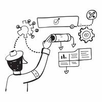 Clean Person and a piping diagram symbolizing engineering processes in double exposure with copy space concept as A person blended with a piping diagram representing engineering process vector