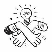 Clean Person and a light bulb symbolizing ideas and creativity in double exposure with copy space concept as A person intertwined with a light bulb representing the emergence of ideas a vector