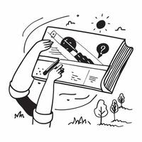 Clean Person and a landscape blueprint symbolizing landscape architecture in double exposure with copy space concept as A person intertwined with a landscape blueprint representing land vector