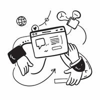 Clean Person and a digital ad symbolizing online marketing in double exposure with copy space concept as A person intertwined with a digital ad representing online marketing and promoti vector