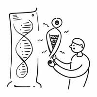 Clean Person and a DNA strand symbolizing scientific breakthroughs in double exposure with copy space concept as A person merged with a DNA strand representing scientific breakthroughs vector