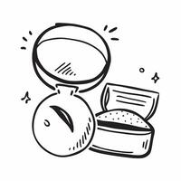 Clean Perfume bottle and compact powder icon with blank space for custom branding concept as A customizable perfume bottle and compact powder icon with blank space for adding custom bran vector