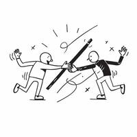 Clean People in a relay race passing the baton symbolizing coordination and challenge with ample space for text concept as A team in a relay race passing the baton to each other represe vector